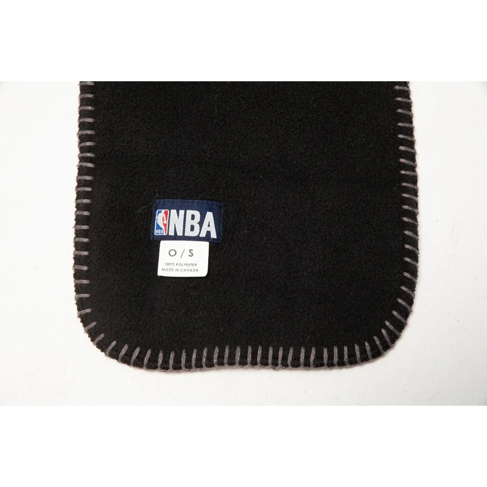 NBA Scarf Mens OS Black Fleece Whipstitch Logo Winter Neckwear Made in Canada